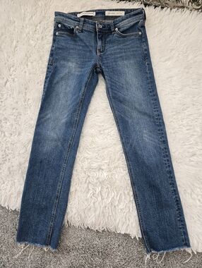 Anthropologie Pilcro & the Letterpress Slim Straight Ankle Jeans Raw Hem Size 25